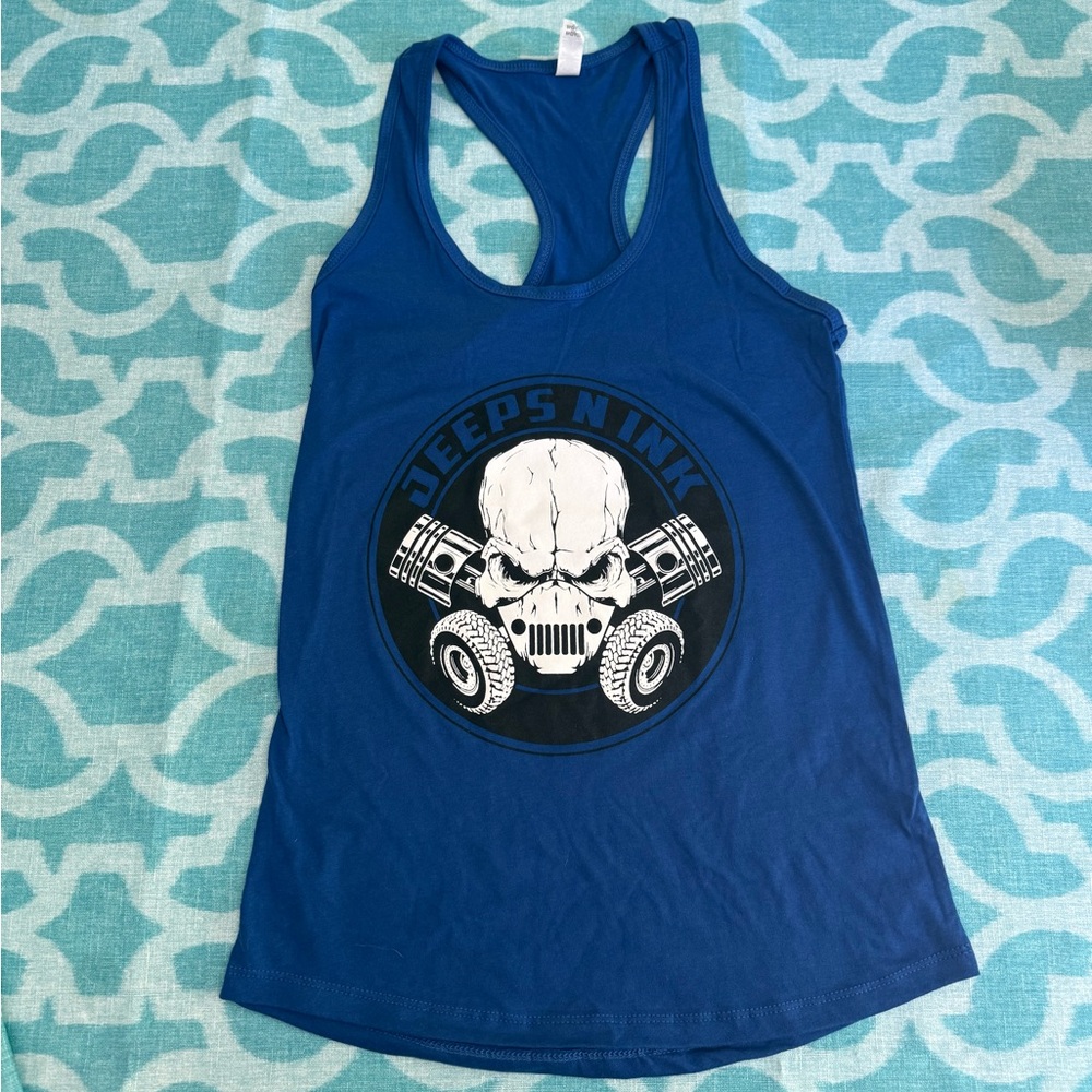 Jeeps and Ink Blue Racerback Tank Top - Womens Size Small